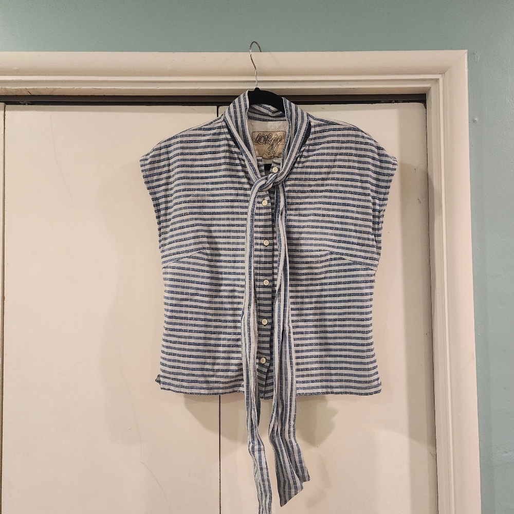 Ace & Jig tie neck top Page Blouse in Starboard